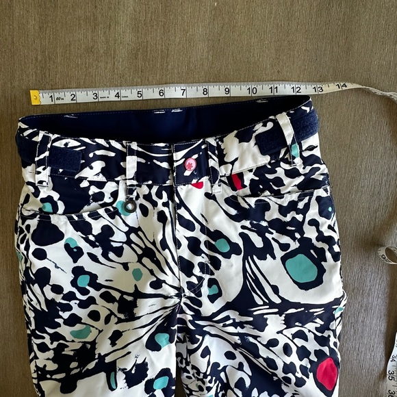 Roxy Kids' medium/10 navy white butterfly  snow pants with Red Accents - Picture 3 of 9